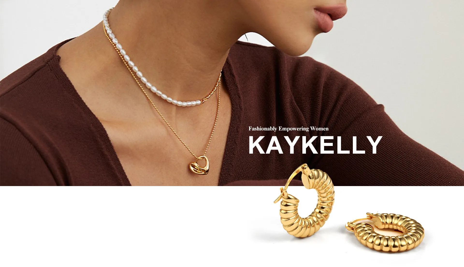Women Wearing KAYKELLY Pearl and Heart Necklace