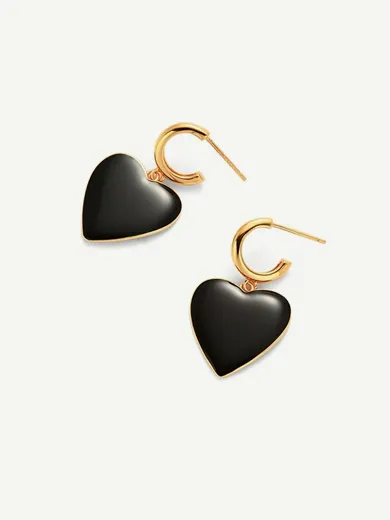 Heart Black Earrings