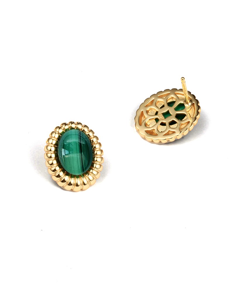 22 Kt Yellow Gold Handmade Fabulous Green Stone Stud Earring Unisex Gifting  Jewelry Excellent Design Stud - Etsy Norway